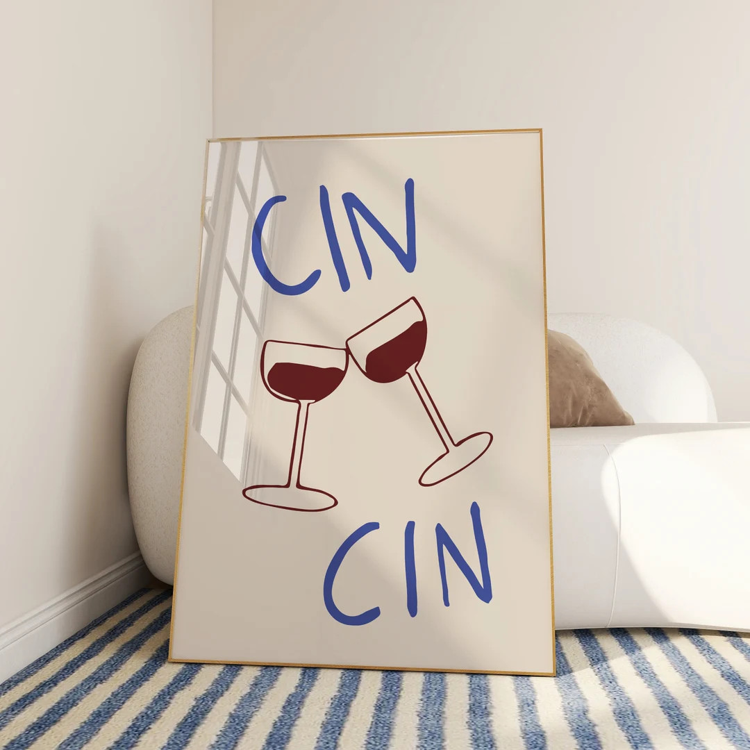 Trendy Cin Cin Poster Cheers Print Wine Print Wine Glasses - Etsy | Etsy (US)