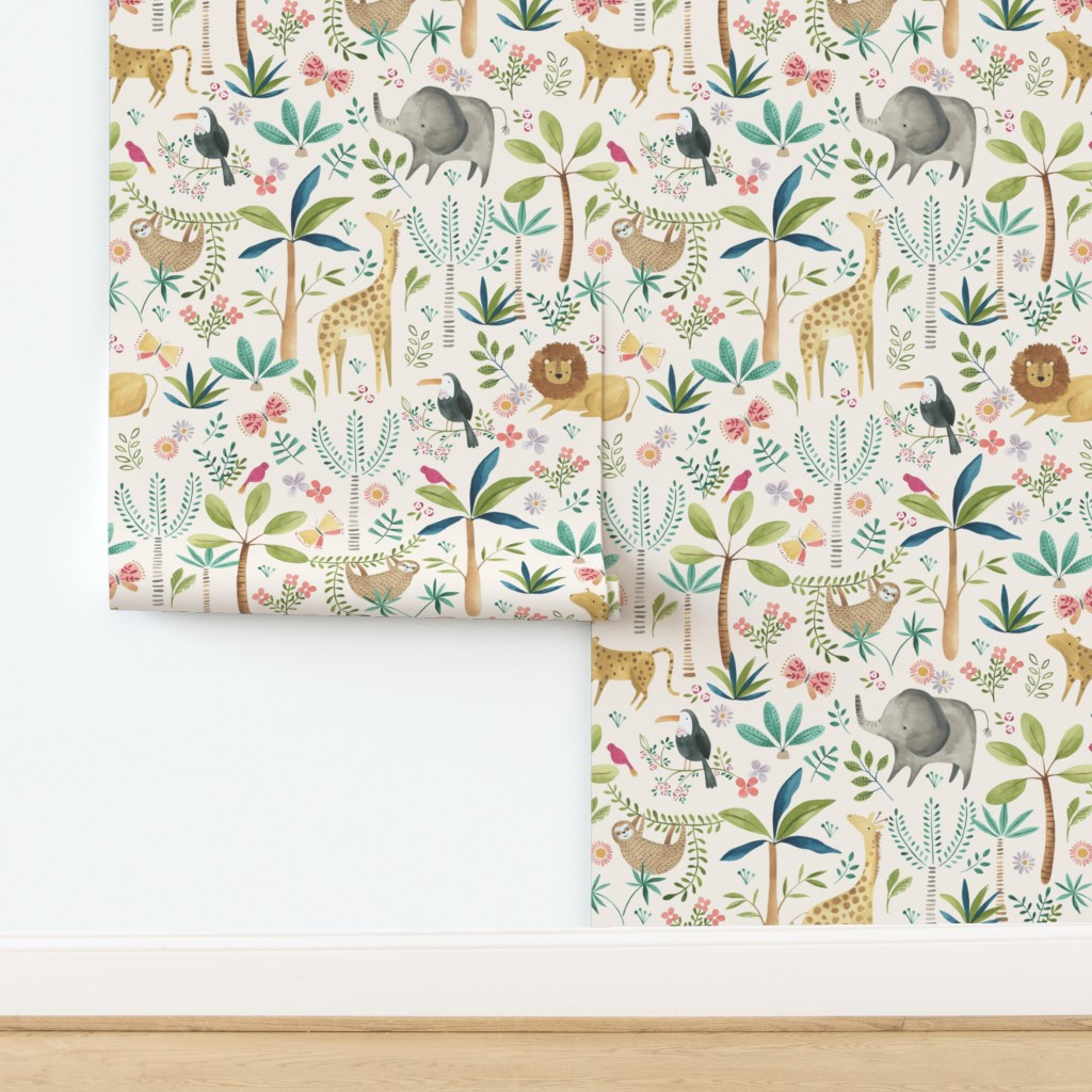 Wallpaper in Safari Party - light | Spoonflower