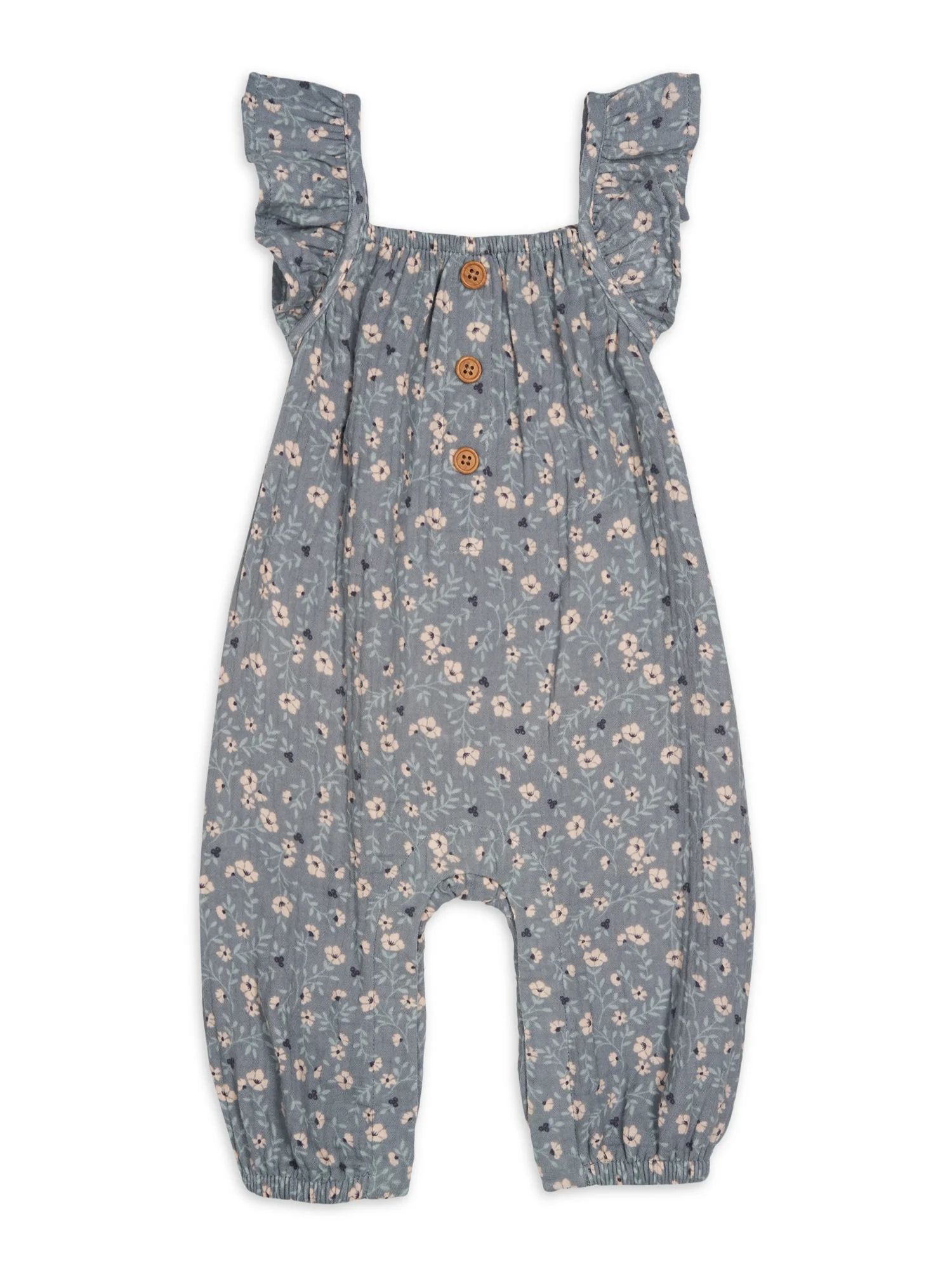 Modern Moments by Gerber Baby Girl Long Leg Romper, Sizes 0/3 Months - 24 Months | Walmart (US)