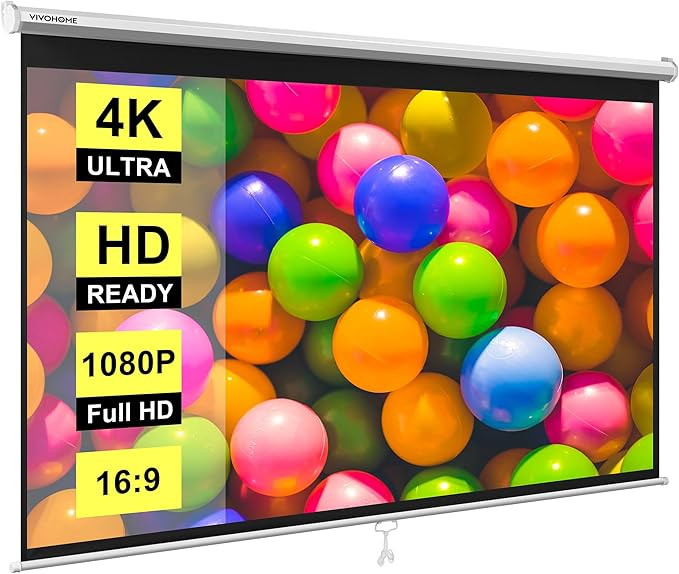 VIVOHOME 80 Inch Manual Pull Down Projector Screen, 16:9 HD Retractable Widescreen Matte for Movi... | Amazon (US)