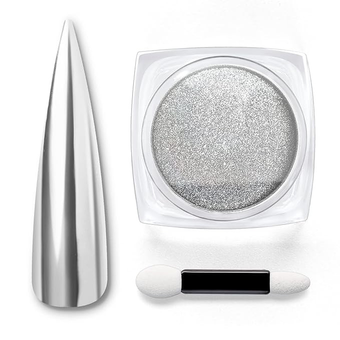 beetles Gel Polish Sliver Mirror Chrome Nail Powder, Mirror Effect Premium Salon Nail Glitter Man... | Amazon (US)