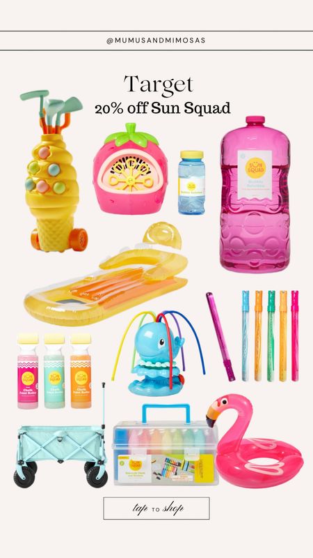 20% off sun squad items at target!!
This is a great time to stock up on summer fun for your kids at home!! 

#LTKFindsUnder100 #LTKKids #LTKSeasonal