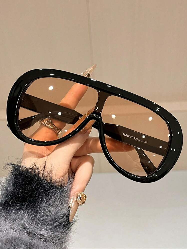 1pc Women's Oversized Aviator Frame Fashion Glasses, & Avant-Garde Style, Suitable For Various Face Shapes, Outdoor Activities, Driving, Fishing, Outfit Matching, Daily Use | SHEIN