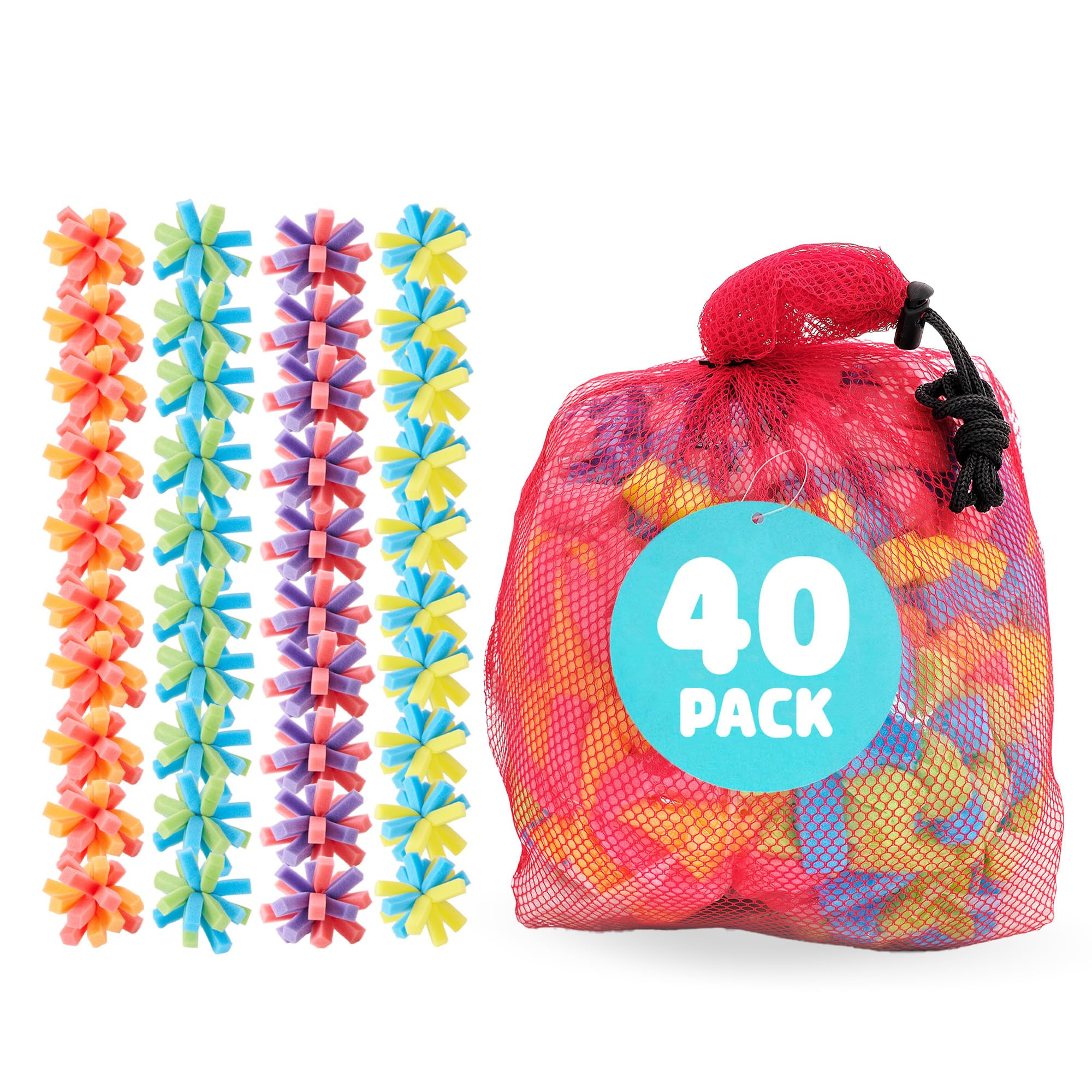 Chuckle & Roar - Reusable Sponge Balls - Eco-Friendly Water Balloon Alternative - Less Mess Family Outdoor Fun - Perfect for Preschool and Up! - Multicolor 40 Pack with Storage Bag | Amazon (US)
