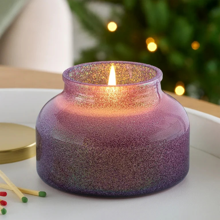 Better Homes & Gardens 1-Wick Holiday Scented Glitter Jar Candle, Spiced Apple Tobacco, 12oz. | Walmart (US)