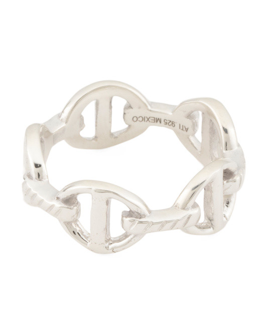 Made In Mexico Sterling Silver Marine Link Band Ring | TJ Maxx