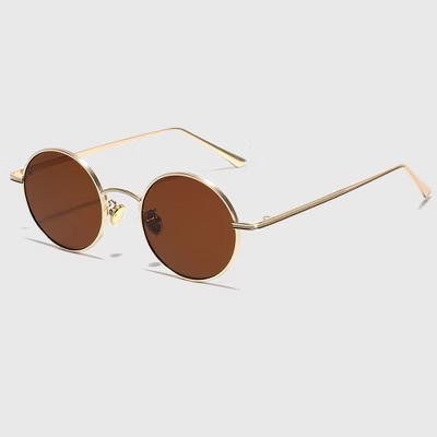 Anna-Kaci Women's Retro Round Metal Sunglasses - Gold Frame - Brown Lens | Target
