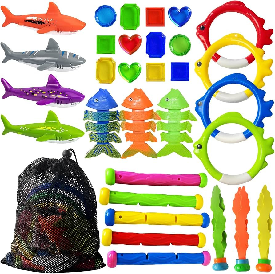 Jasonwell Pool Diving Toys Games - 31 PCS Swimming Pool Toys for Kids Teens with Diving Rings Div... | Amazon (US)