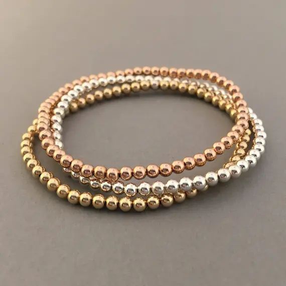 Beaded Ball Bracelet in Gold Fill, Rose Gold Fill, or Sterling Silver | Etsy (US)