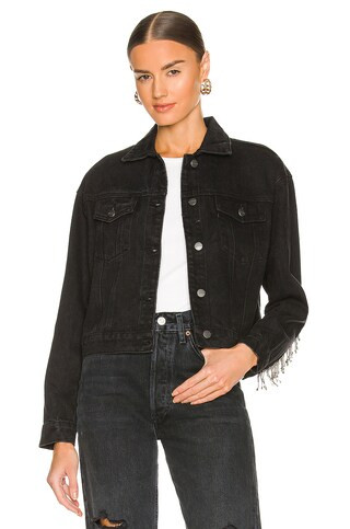 superdown Raya Rhinestone Fringe Jacket in Washed Black from Revolve.com | Revolve Clothing (Global)