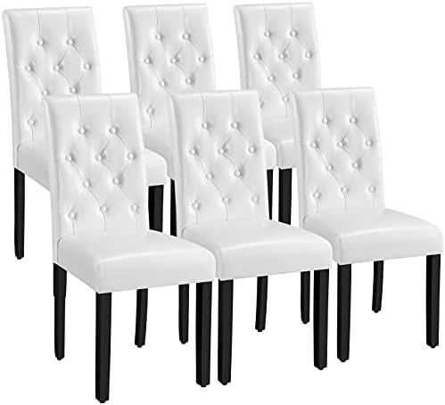 Yaheetech Dining Chairs with Leather Seat and Solid Wood Legs Button Tufted Padded Kitchen Chair ... | Amazon (US)