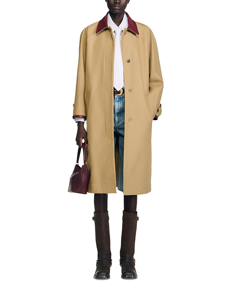 Sandro Leather Collar Trench Coat | Bloomingdale's (US)
