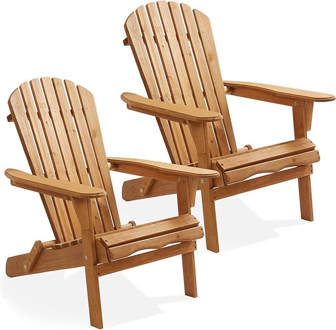 Casafield Folding Adirondack Chair, Set of 2 Cedar Wood Outdoor Fire Pit Lounge Chairs for Patio,... | Amazon (US)