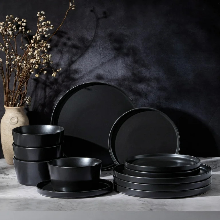 Vesteel Dinnerware Sets for 4, 12Pcs Stoneware Plates and Bowls Set, Elegant Tableware set for Ho... | Walmart (US)