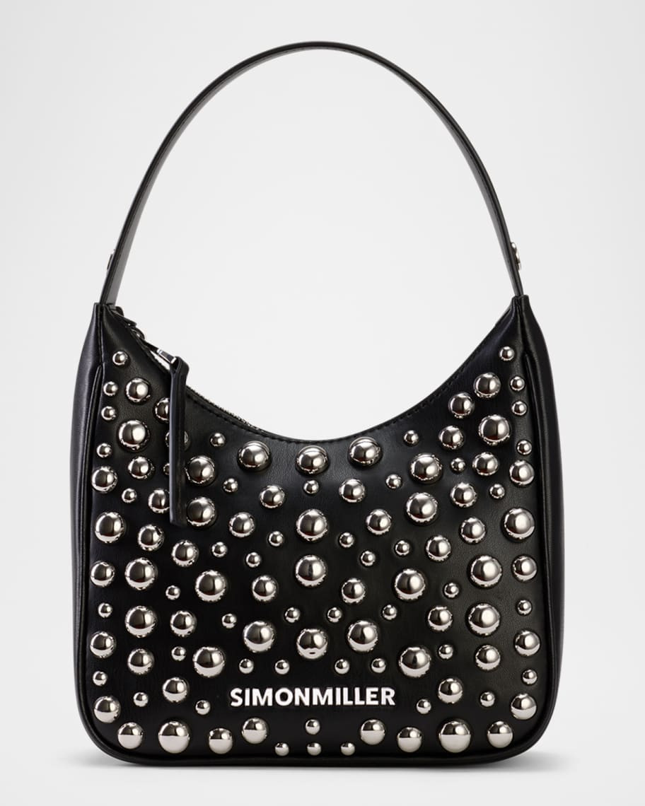 Snap Studded Zip Shoulder Bag | Neiman Marcus