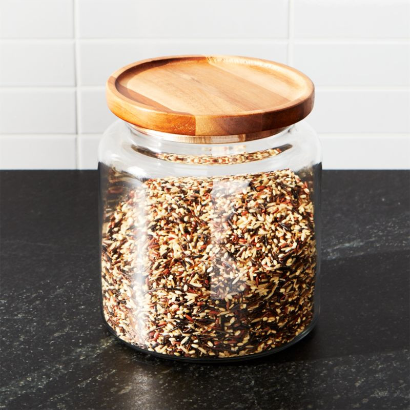 Montana 96-Oz. Acacia and Glass Jar + Reviews | Crate & Barrel | Crate & Barrel