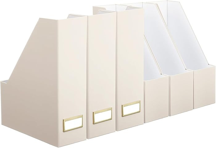 Magazine File Holder Set of 6 Stylish Sturdy Cardboard File Boxes Desk Organizer Beautiful Magazi... | Amazon (US)