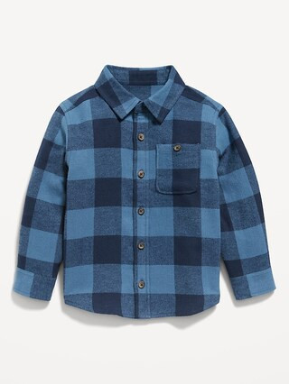 Cozy Long-Sleeve Plaid Pocket Shirt for Toddler Boys | Old Navy (US)