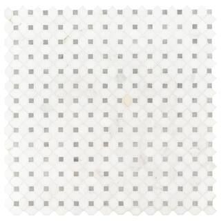 Bianco Dolomite Dotty 12.31 in. x 12.36 in. x 10 mm Polished Marble Mesh-Mounted Mosaic Tile (10.... | The Home Depot