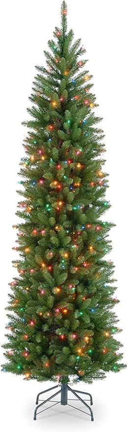 Amazon.com: National Tree Company Artificial Pre-Lit Slim Christmas Tree, Green, Kingswood Fir, M... | Amazon (US)