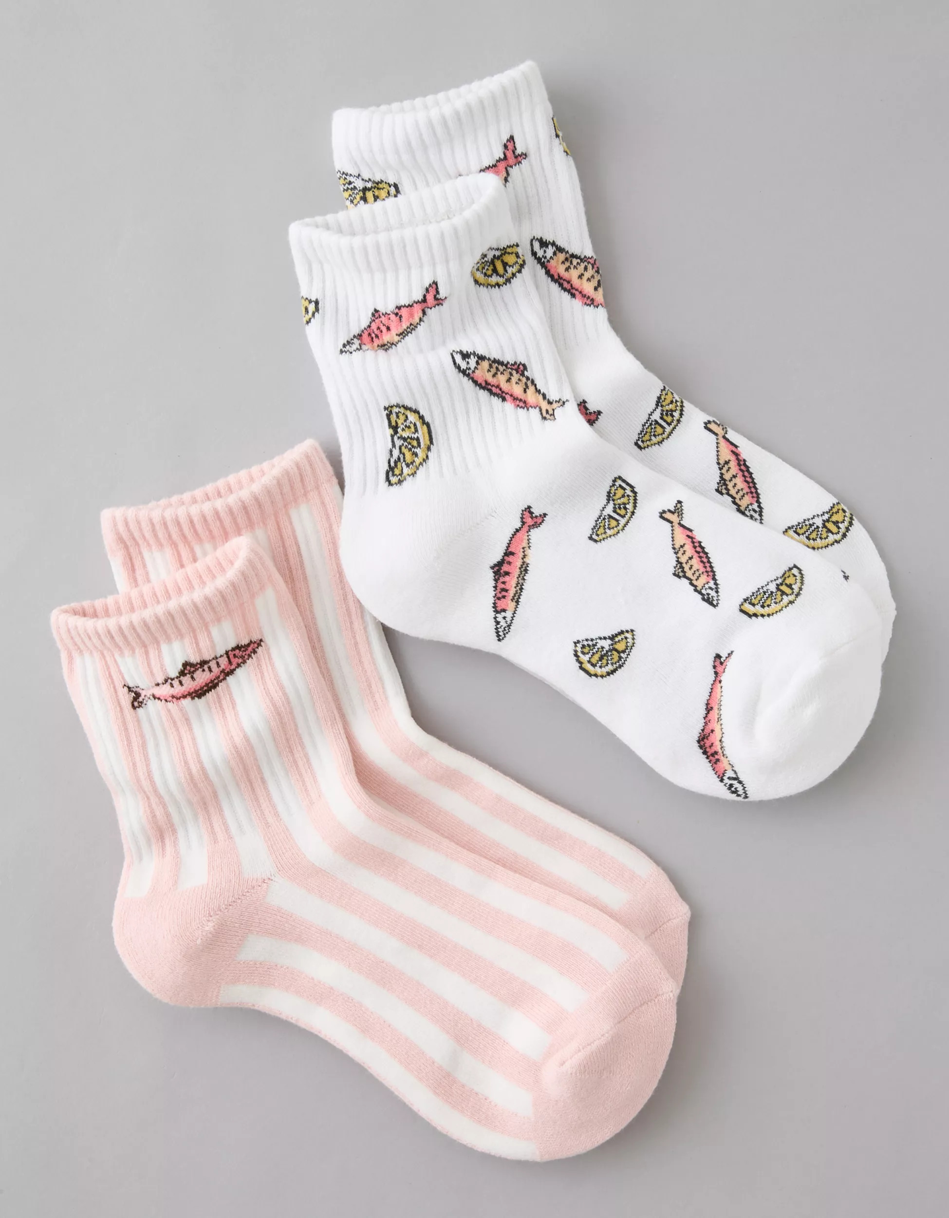 AE Sardine Cropped Crew Socks 2-Pack | American Eagle Outfitters (US & CA)