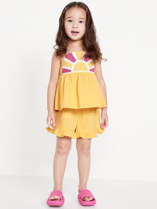 Sleeveless Double-Weave Top and Shorts Set for Toddler Girls | Old Navy (US)