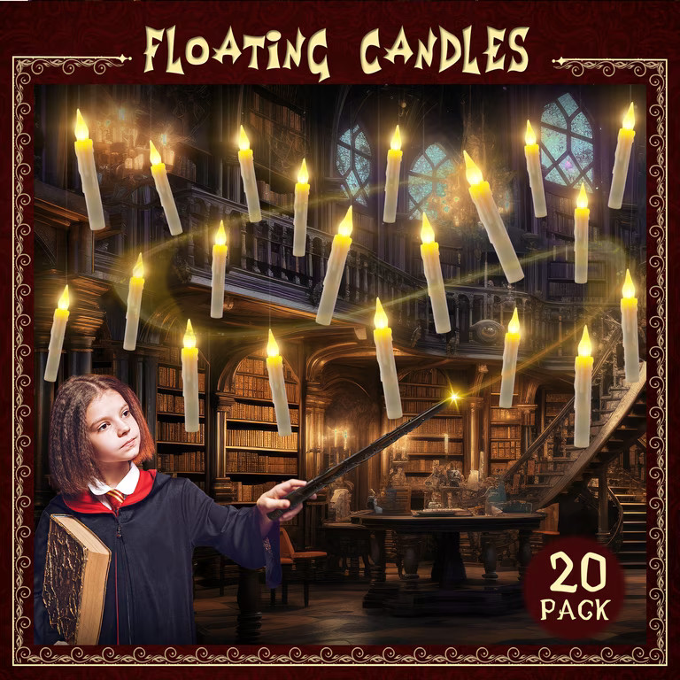 Floating Candles Halloween with Wand Remote & String, Christmas Decorations Magic Hanging Candles... | Walmart (US)