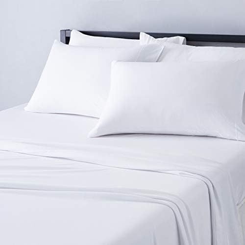Amazon Basics Cotton Jersey Bed Sheet Set - Queen, White | Amazon (US)