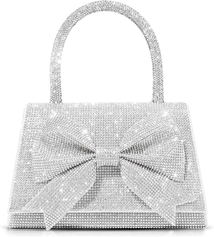 Rhinestone Evening Bag, Handbag for Women, Small Tote Bag, Bow Tie Crossbody Bag for Wedding, Pro... | Amazon (US)