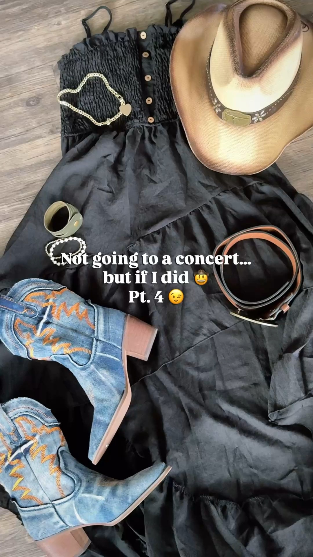 Zero events planned...yet…10/10 outfit. 🤠 Where would you wear this look? 🙂

country concert outfit, black high-low dress, cowgirl boots outfit, mom style, summer outfit ideas, festival outfit idea, outfit idea for a country concert, denim boots outfit idea, brown cowboy belt, fun country concert look, Midwest mom fashion, concert vibes 

#momstyle #outfitinspo #summerstyle #westernstyle

#LTKTravel