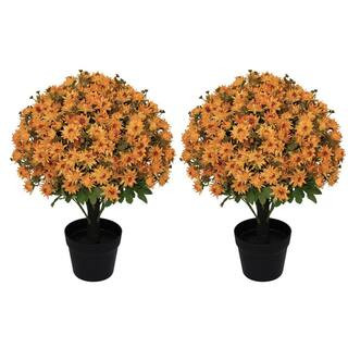 24in.Yellow Artificial Topiary Plant with Daisy Flowers (2-Pack), Fake Silk Flowers for Indoor/Ou... | The Home Depot