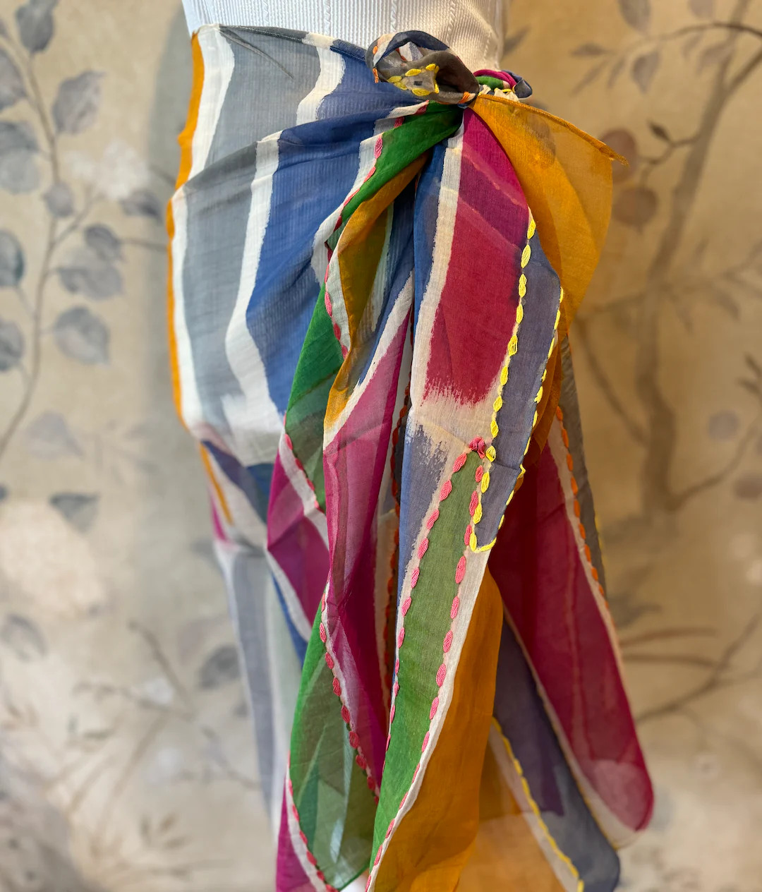 Multi Color Scarf with Stitching (Can also be a sarong!) | Shop Bijou