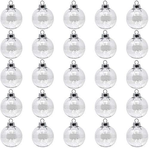 Creative Hobbies® - Bulk Value Pack of 25 pcs - 67mm (2-5/8 Inch) Round Clear Plastic Ball Ornam... | Amazon (US)