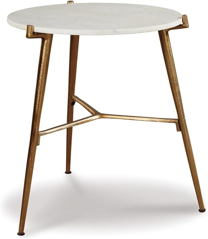 Signature Design by Ashley Chadton Modern Glam Marble Accent Table, 21", Gold and White | Amazon (US)