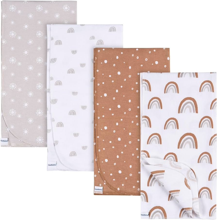 Gerber Unisex Baby 100% Cotton Flannel Receiving Blankets 30x30 Inches (Pack of 4), Boho Rainbow,... | Amazon (US)