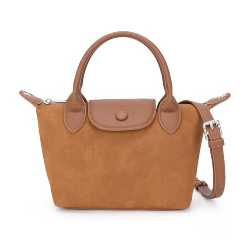 Quilted Crossbody Bags for Women, Designer Hobo Shoulder Purse, Suede Fall Tote Handbags with Two Top Handles (Caramel) | Amazon (US)