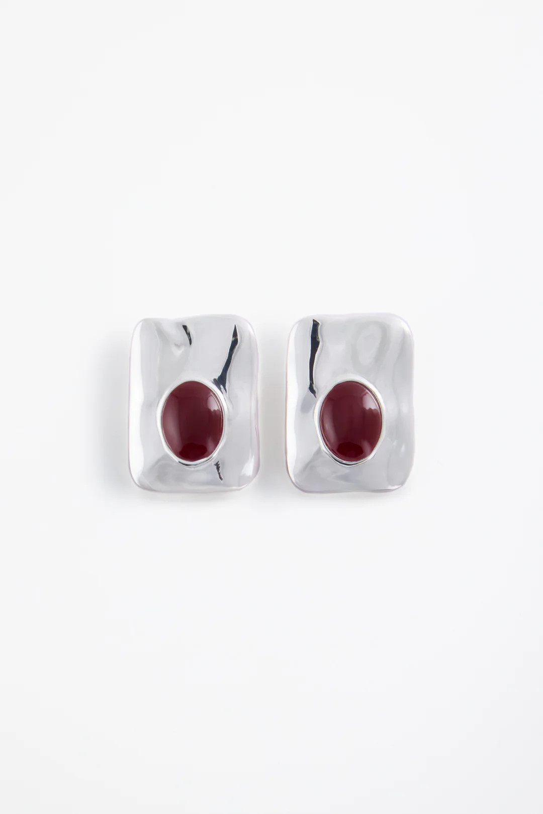 Hammer Stone Earring (Silver/Oxblood) | SAME