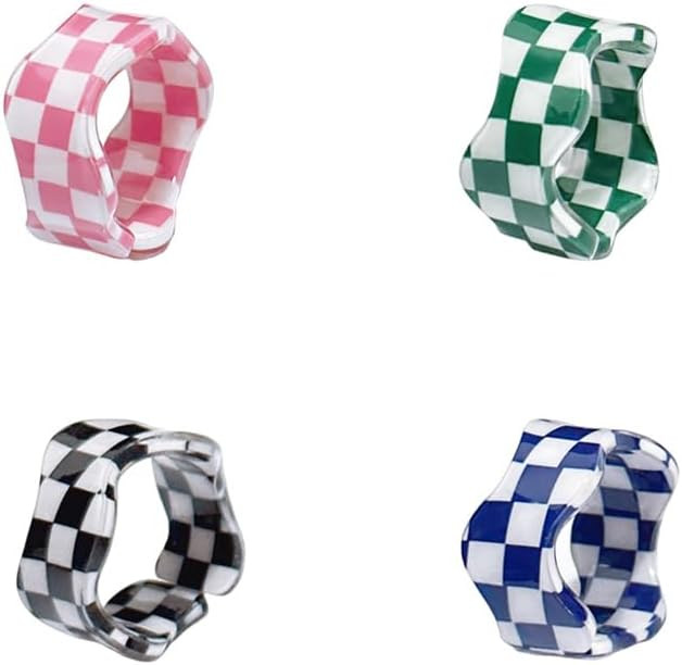 NewZenro Vintage Checkerboard Chunky Ring for Women Unique Colorful Acrylic Irregular Statement K... | Amazon (US)