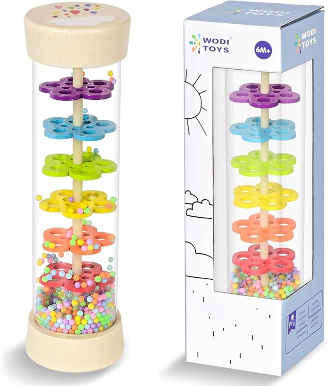 Rain Stick, 7.7” Wooden Rainmaker Montessori Toys for Baby 6-12 Months, Baby Rattle Sensory Dev... | Amazon (US)