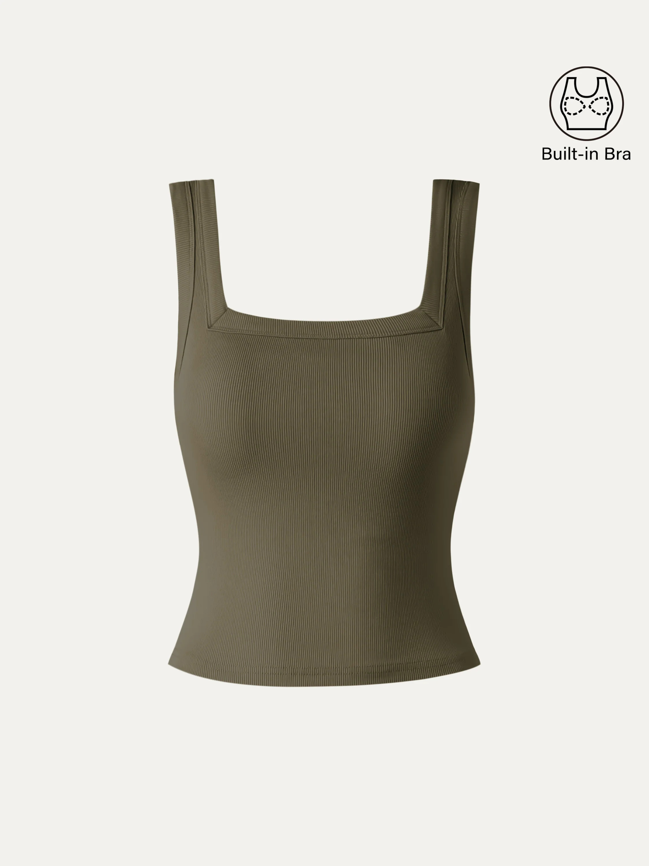 Slinky Square Open-Back Bra Tank Top - Cropped / Brass Olive Green / L | OGLmove