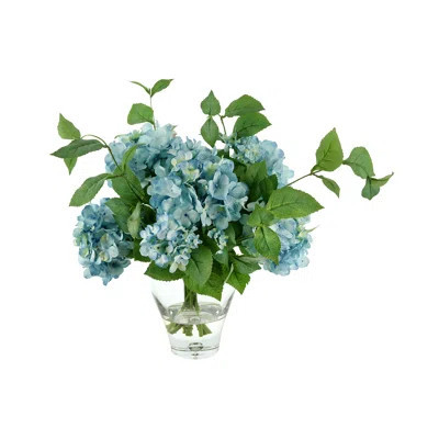 Faux Hydrangeas in Glass Vase | Wayfair North America
