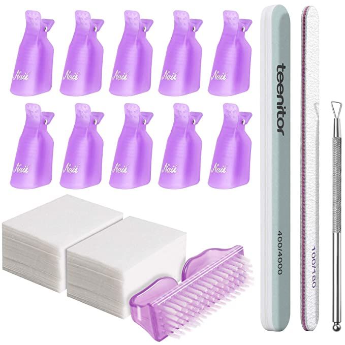 Teenitor Nail Polish Gel Remover Tools Kit with Nail Clips Nail Remover Pads Cuticle Pusher Nail ... | Amazon (US)