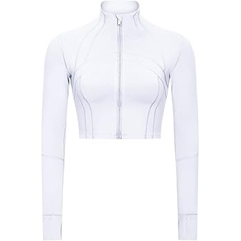 KTILG Women Workout Cropped Long-Sleeve Jackets Zip-Up Lightweight Pullover Athletic Yoga Running... | Amazon (US)