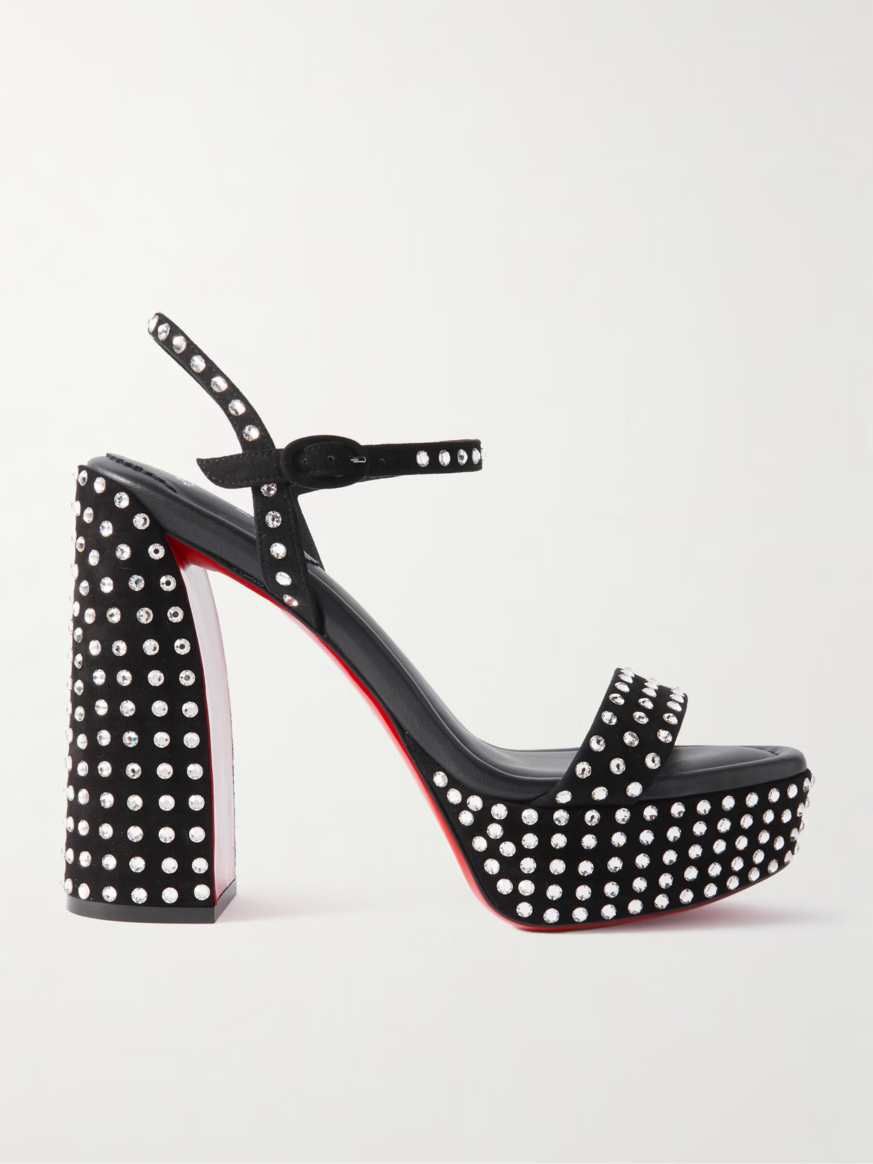 Christian Louboutin - Movida Jane 130 Crystal-embellished Suede Platform Sandals - Black | NET-A-PORTER (US)