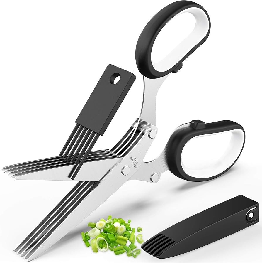 Updated 2023 Herb Scissors Set - Cool Kitchen Gadgets for Cutting Fresh Garden Herbs - Herb Cutte... | Amazon (US)