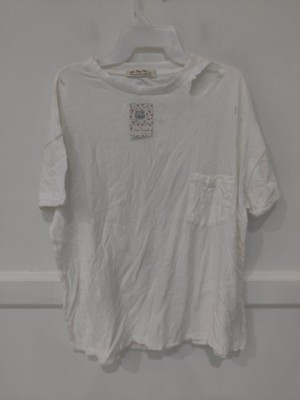 NWT Free People Womens Rubi Distressed Faded Top White Size M $100 2A059 | eBay US