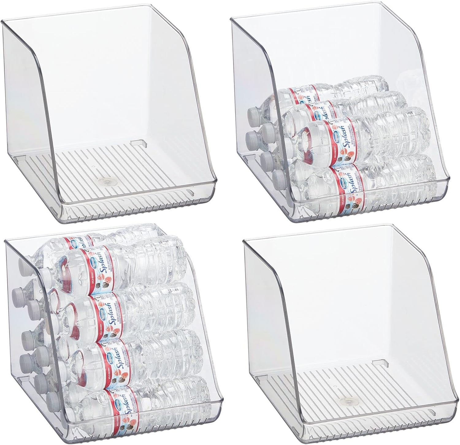 mDesign Plastic Water Bottle Storage Organization Bin - Open Front for Kitchen Refrigerator, Free... | Amazon (US)