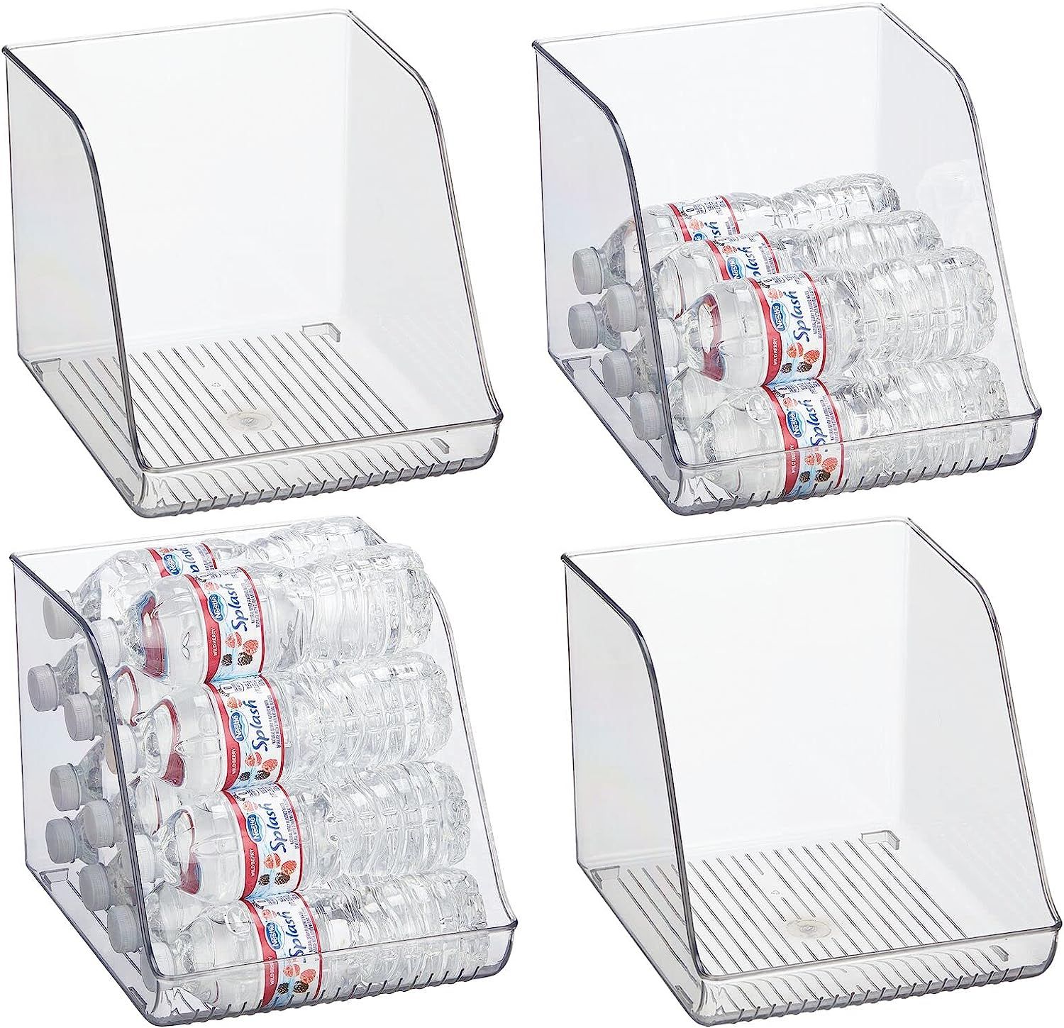 mDesign Plastic Water Bottle Storage Organization Bin - Open Front for Kitchen Refrigerator, Free... | Amazon (US)