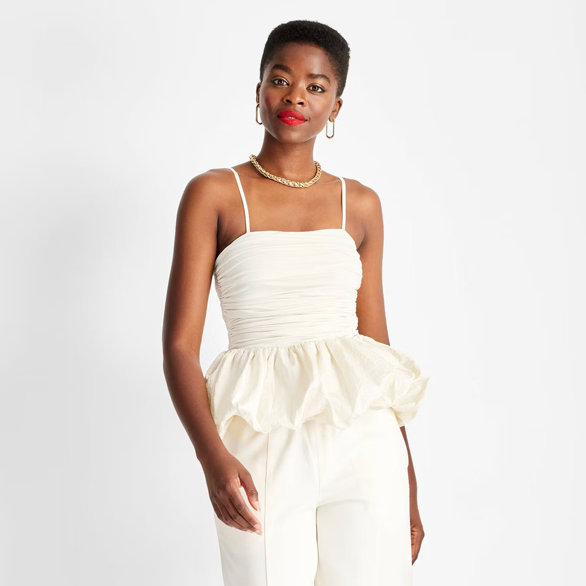 Women's Slim Fit Ruched Bubble Tank Top - Future Collective | Target