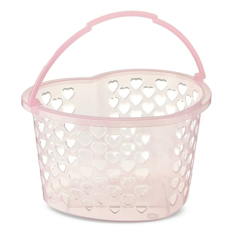 Plastic Heart-Shaped Basket, Light Pink, 8" x 5", Valentine's Day by Way To Celebrate | Walmart (US)